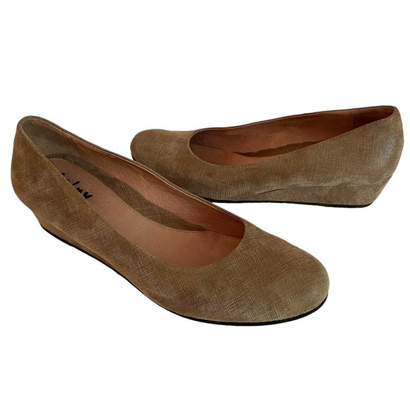 FS/NY French Sole Italy Gumdrop Low Wedge Shoes Taupe Cartizze Women’s Sz 10 - Picture 1 of 7